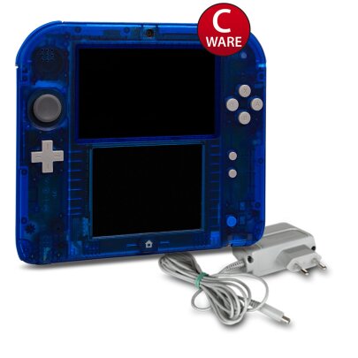 Nintendo 2DS Konsole in Transparent Blau + Ladekabel #22C
