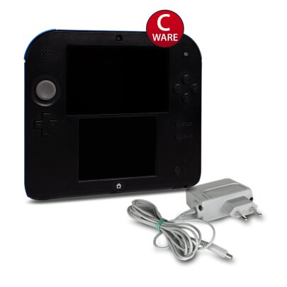 Nintendo 2DS Konsole in Schwarz / Blau + Ladekabel #24C