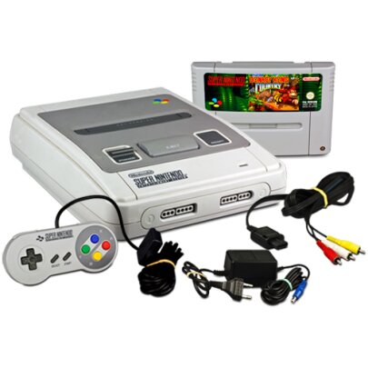 SNES Konsole + alle Kabel + original Controller + Spiel...