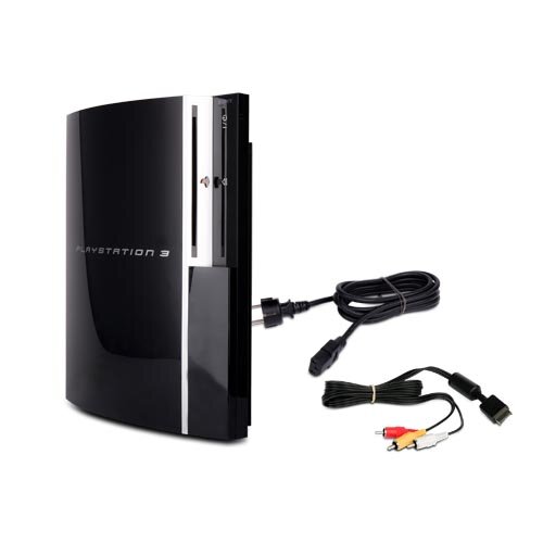 PS3 Konsole 40 GB Festplatte Modell Nr. Cechg04 in Schwarz + Stromkabel + 3-Cinch-Kabel