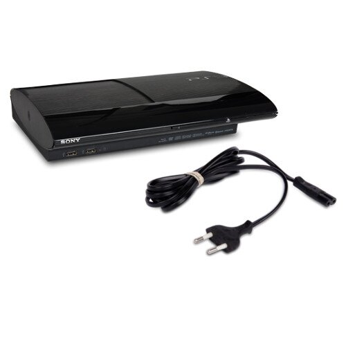 PS3 Konsole Super Slim 500 GB Modell Nr. Cech-4004C in Schwarz mit Stromkabel