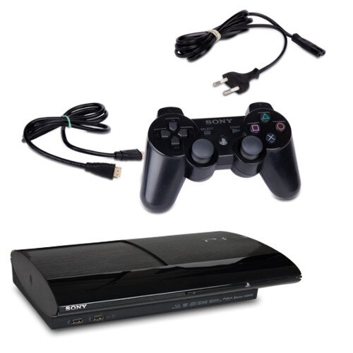 PS3 Konsole Super Slim 12 GB Modell Nr. Cech-4004A in Schwarz + HDMI + Stromkabel + original Controller