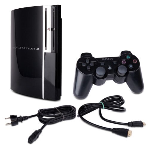 PS3 Konsole Fat 40 GB Modell Nr. Cechg04 in Schwarz + Stromkabel + HDMI-Kabel + original Controller