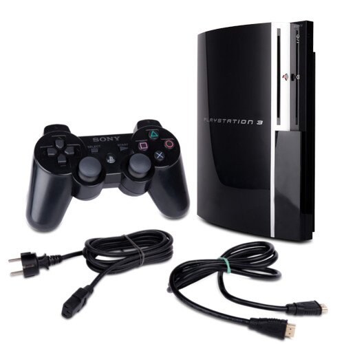 PS3 Konsole Fat 40 GB Modell Nr. Cechg04 in Schwarz + Stromkabel + HDMI-Kabel + original Controller mit Ladekabel