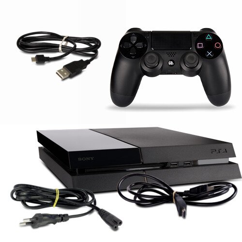 PS4 Konsole Modell Cuh-1116A 500Gb in Schwarz #31 + Stromkabel + HDMI + Controller Schwarz mit Ladekabel