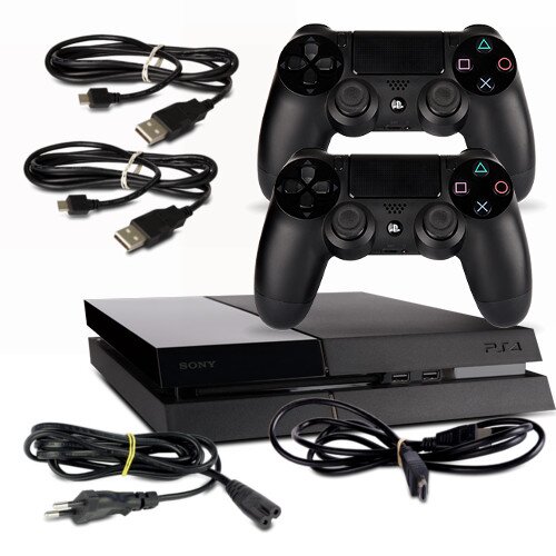 PS4 Konsole Modell Cuh-1116A 500Gb in Schwarz #31 + Stromkabel + HDMI + 2 Controller mit Ladekabel