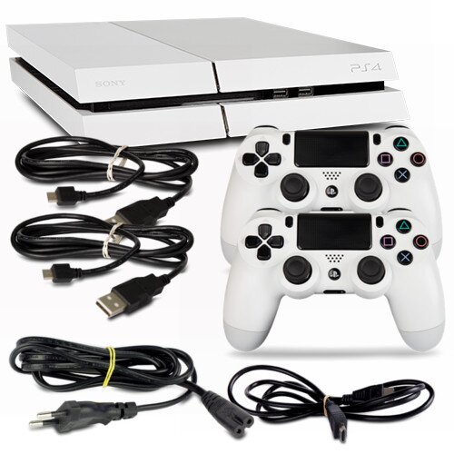 PS4 Konsole - Modell Cuh-1116A 500Gb in Weiss #32 + Stromkabel + HDMI + 2 original Controller mit Usb-Ladekabel