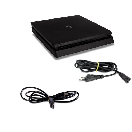 PS4 Konsole Slim - Modell Cuh-2016A 500 GB in Schwarz #44 + alles Kabel + Controller in Schwarz mit Ladekabel