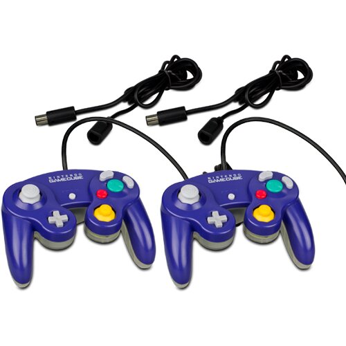 2 original Nintendo Gamecube Controller Halbtransparent Lila - Clear Purple + 2 Verlängerungen