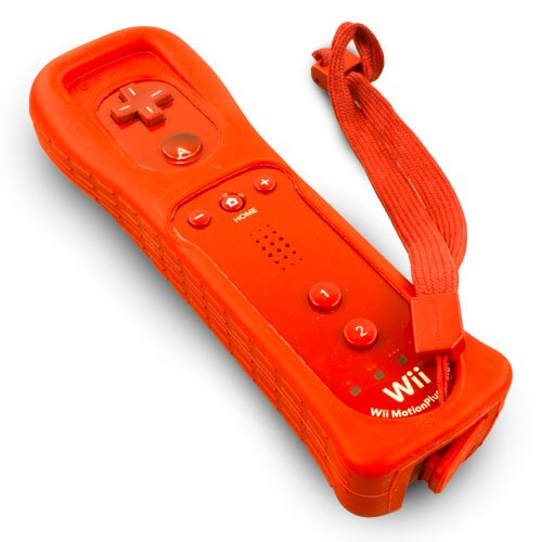 Original Nintendo Wii Remote Plus - Fernbedienung mit Motion Plus in Rot mit Schutzhülle