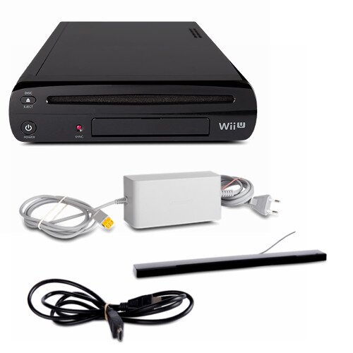 Nintendo Wii U Konsole 32 GB Flashspeicher in Schwarz + alle Kabel + Sensorleiste