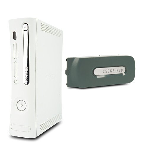 Xbox 360 Konsole Falcon 14,2A HDMI Fat Weiss #2 + 250 GB Festplatte ohne Kabel