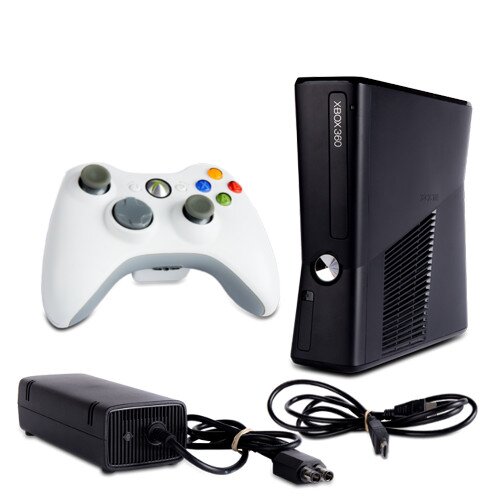 Xbox 360 Konsole Corona 9,86A Slim Schwarz #5 + Kabel +HDMI + Controller Weiss