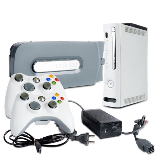 Xbox 360 Konsole 12,1A Fat Weiss #3 + 60 GB + HDMI +Ladekabel +2 Controller Weiss