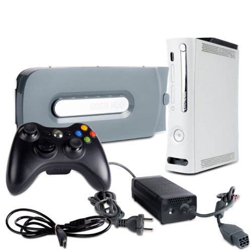 Xbox 360 Konsole 12,1A Fat Weiss #3 + 60 GB + HDMI +Ladekabel +Controller Schwarz