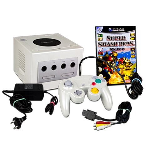 Nintendo Gamecube Konsole in Weiss - Pearl White + original Controller + Super Smash Bros Melee