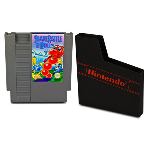 ORIGINAL NES Spiel SNAKE RATTLE N ROLL + ORIGINAL SCHUBER für NINTENDO ES