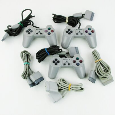 3 original Ps1 - Playstation 1 Controller in Grau + 3...