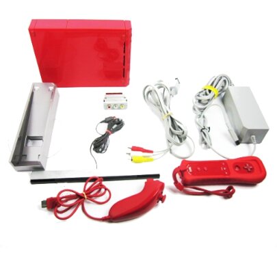 Nintendo Wii Konsole in Rot + alle Kabel + Nunchuk +...