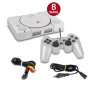 Playstation 1 - PS1 - Psx Konsole Fat in Grau (B-Ware) #10S + alle Kabel + 2 original Controller mit 3D Sticks in Grau