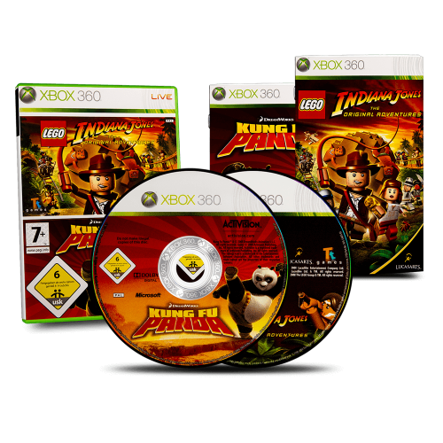 Xbox 360 Spiel 2 in 1 - Lego Indiana Jones - Original Abenteuer + Kung Fu Panda