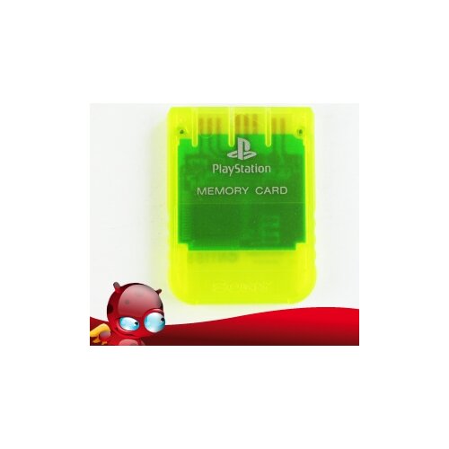 Original Playstation 1 - Ps1 - Psx Memory Card - Speicherkarte in Transparent Gelb mit 1Mb