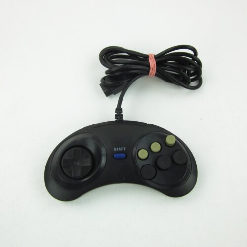 Mini 6 Button Controller in Schwarz Vom Dritthersteller Für Sega Mega Drive
